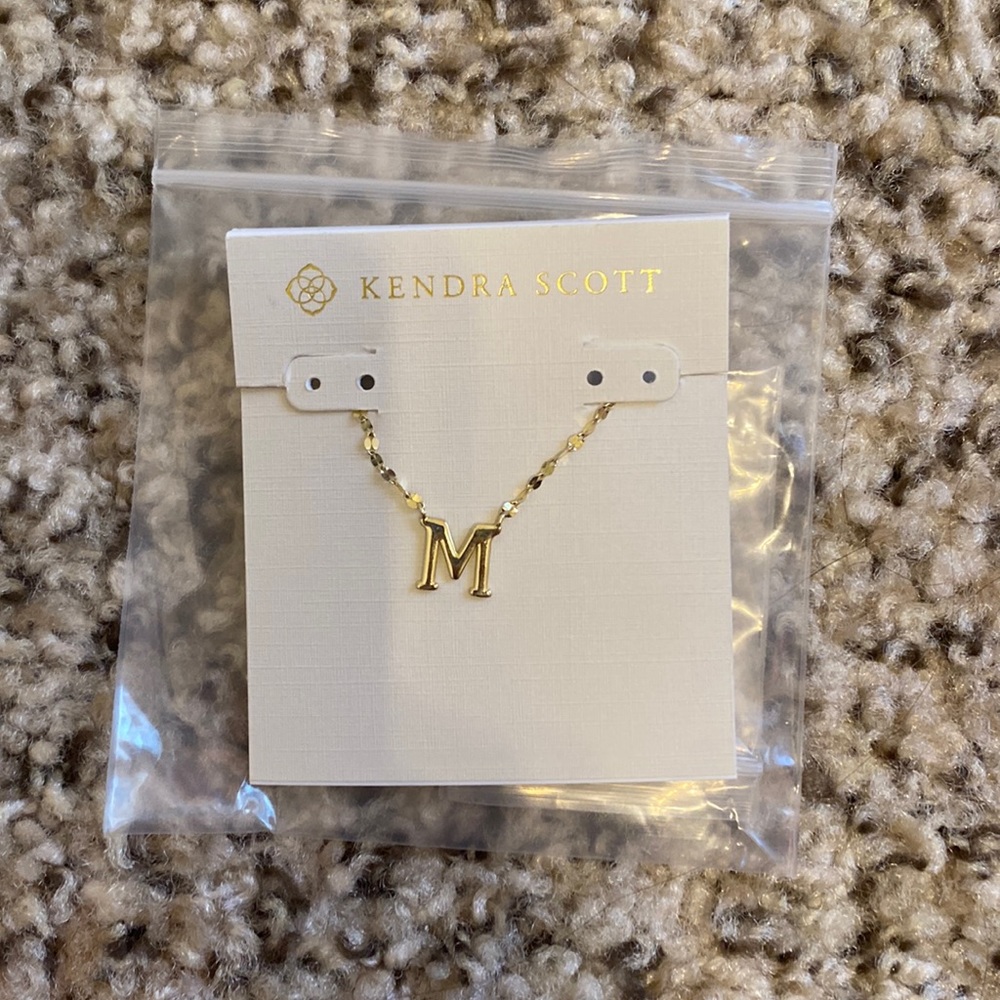 Gold M initial necklace